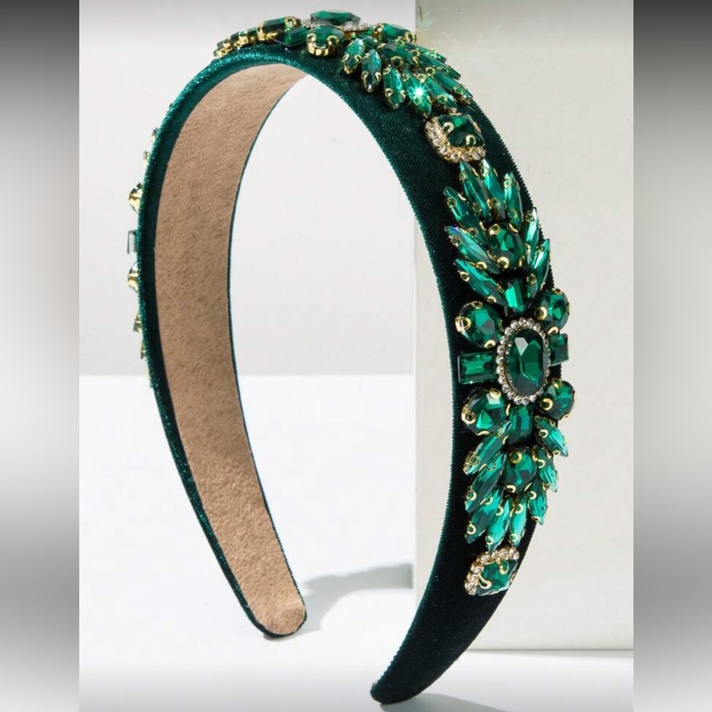 Emerald‎ green color rhinestones Headband